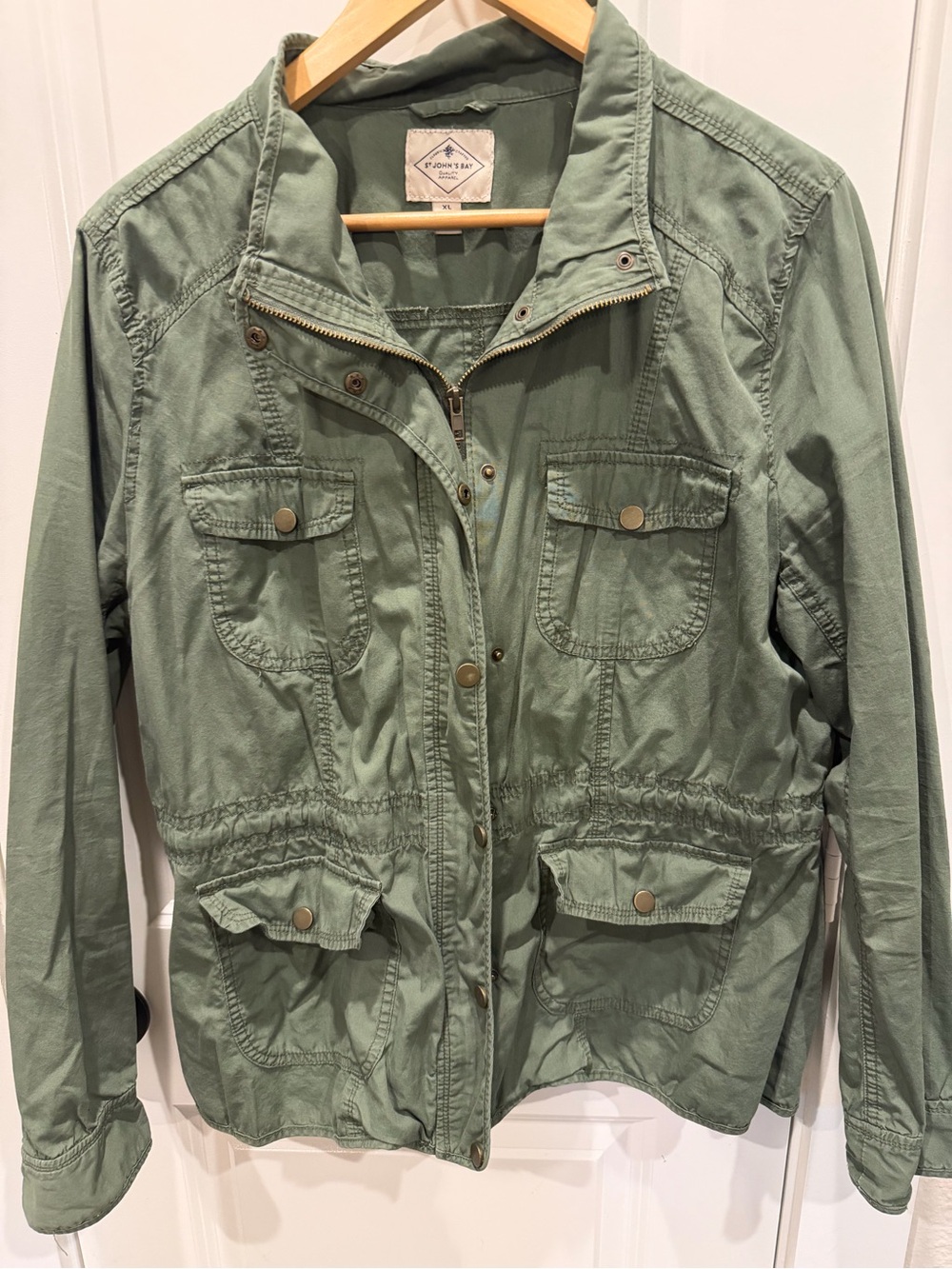 St. John's Bay Light Olive Utility Jacket with Multiple Pockets